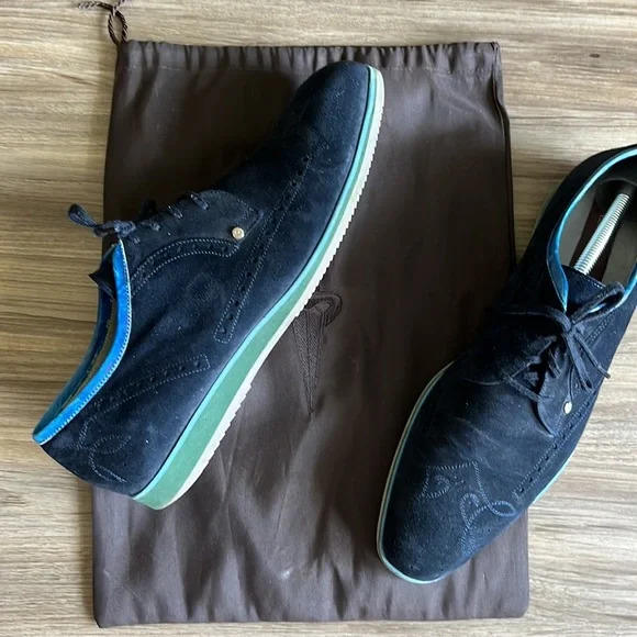 Cesare Paciotti Blue Suede Wing Tip Laced Up 8.5 display picture 1